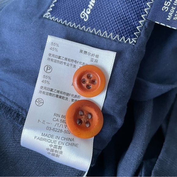 Tommy Bahama Dark Blue Linen Blend Straight Chino Pants 35x30 35841 - Picture 4 of 13